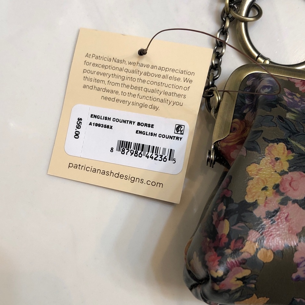 Patricia Nash Borse Leather Coin Purse English Country Print NWT & Card - Picture 5 of 16